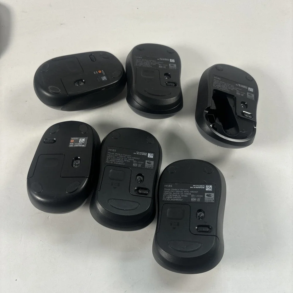 LOT OF 6 LOGITECH Logi Wireless Mouse M185(4) Grey & M325s (2) Black